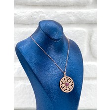 Rose Renk Kar Tanesi Model Kadın Gümüş Kolye - Kar Tanesi Kolye