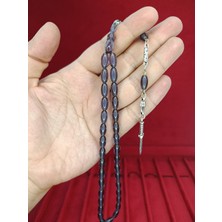 Anemore Collection ATEŞ KEHRİBAR TESBİH MAVİ RENK ARPA KESİM T-876