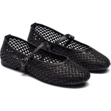 Kadın Hasır Örme Fileli Makosen Espadril Tokalı Babet 9015