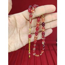 Anemore Collection ATEŞ KEHRİBAR TESBİH BEYZİ KESİM KIRMIZI KARIŞIK RENKLİ T-874