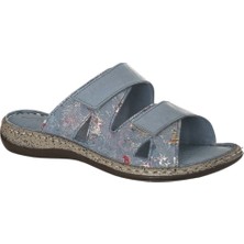 Cex 25Y NBL03 Mavi Kadın Hakiki Deri Günlük Terlik