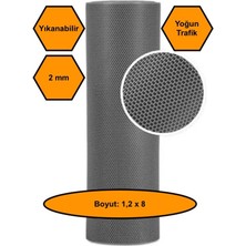 Gri Petek Mat Pvc Kaydırmaz Petek Paspas, 1,2x8 Metre