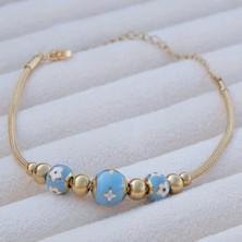 "blue Bloom" 316L Çelik Çiçek Detaylı Bileklik
