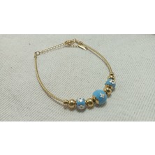 "blue Bloom" 316L Çelik Çiçek Detaylı Bileklik