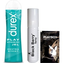 Durex Play Ekstra Hisset Bay Bayan Uyarıcılı Jel 50 ml + Black Berry Geciktiricisprey + Hediye