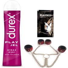 Durex Kiraz Aşkı 50 ml Jel + Kırmızı Deri El ve Ayak Kelepçesi + Hediye