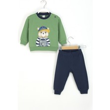 Dmb Boys & Girls Ayıcıklı Erkek Çocuk Eşofman Takım Cool Bear Nakışlı Yüksek Bel Pamuklu Kumaş 9 - 12 Ay