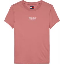 Kadın Slim Fit Logolu T-Shirt - Gül Kurusu