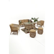 Divona Home Linda Rattan Bahçe Balkon Oturma Grubu (3+1+1+MASA)