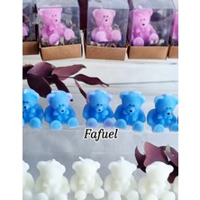 Fafuel 10 Adet Kutulu Beyaz Ayıcık Mum Doğum Babyshower Cinsiyet