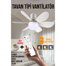 6 Kanatlı Sessiz LED Işıklı Çok Fonksiyonlu Kolay Kurulum Tavan Vantilatörü Duy Hediye