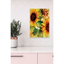 Ayçiçekleri Temalı No:6 Retro Vintage 18X27 Mdf Ahşap Poster Tablo