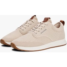 Erkek 3D Dokulu Örgü Bileksiz Sneaker - Bej