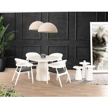 Yuvaset Home Uyar Marmo Highgloss 4Adet Gazel Sandalye 100*100 Pota Sabit Masa Takımı