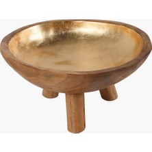 Teak Altın Varaklı Ayaklı Kase 30X30X15CM