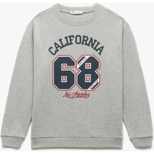 Koton Erkek Çocuk Gri Uzun Kollu Sweatshirt Bisiklet Yaka ve Cepsiz Tasarım ile Günlük Giyime Uygun