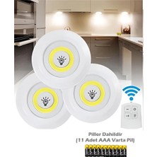 Uzaktan Kumandalı LED Lamba Işık 3’lü Spot Pilli (11 Adet Pil Dahildir)