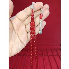 Anemore Collection ATEŞ KEHRİBAR TESBİH KIRMIZI RENK BEYZİ KESİM T-873