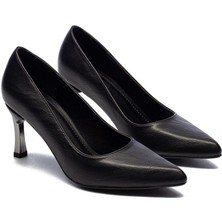 Kadın Sivri Kırışık Royal Kalın Yüksek Topuklu Stiletto Ayakkabı 225