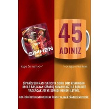 Kişiye Özel Isim ve Numara Baskılı Sarı Kırmızı Porselen Kahve Kupası – Şık Mug Bardak