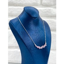 Damla Taşlı Pembe Kuvars Kadın Gümüş Kolye - Taşlı Kolye