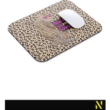 Nilizma Leopar Desenli Born To Love Yazılı Ergonomik Mouse Pad - 23 cm x 19 cm - Kaydırmaz Taban Ev ve Ofis Kullanımı Fare Altlığı Mousepad