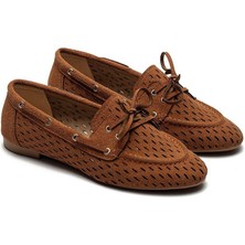 Dedos Kadın Espadril Babet Ayakkabı Taba Suni Süet Düz Taban Günlük Kullanım İçin Rahat Stil