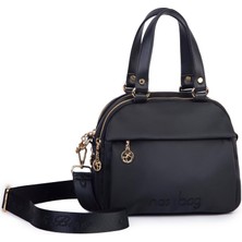 Nas Bag Kadın Çok Gözlü El Omuz ve Çapraz Çantası ( 25X20 Cm) Siyah Buzzy