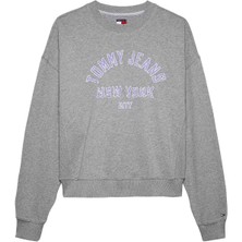 Kadın Bxy Varsity Overdye Bisiklet Yaka Sweatshirt - Gri