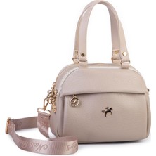 Nas Bag Kadın Çok Gözlü El Omuz ve Çapraz Çantası ( 25X20 Cm) Kum Victoria