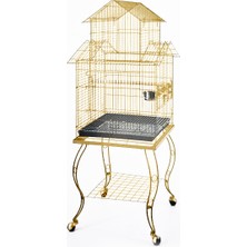 Sehpalı Papağan Kafesi Gold (51 x 51 x 139)