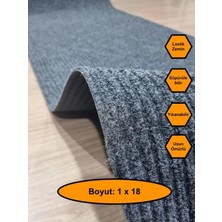 Gri Çelik Halı, Yolluk, Lastik Tabanlı, 1X18 Metre, Kaydırmaz