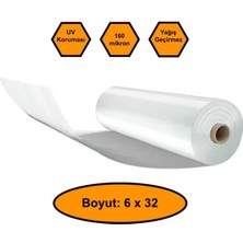 160 Micron Naylon Örtü, Şeffaf Su Geçirmez Naylon, 6X32 Metre
