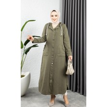 Kadın Düğmeli Cepli Gabardin Kap