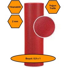 Kırmızı Petek Mat Pvc Kaydırmaz Petek Paspas, 0,9x1 Metre