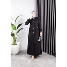 Kadın Düğmeli Torba Cepli Gabardin Kap