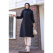 Kadın Cepli Kapüşonlu Bondit Kap