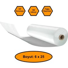160 Micron Naylon Örtü, Şeffaf Su Geçirmez Naylon, 6X25 Metre