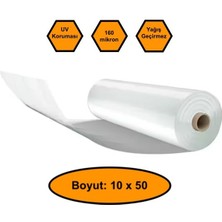 160 Micron Naylon Örtü, Şeffaf Su Geçirmez Naylon, 10X50 Metre