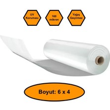 160 Micron Naylon Örtü, Şeffaf Su Geçirmez Naylon, 6x4 Metre
