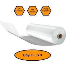 160 Micron Naylon Örtü, Şeffaf Su Geçirmez Naylon, 8x3 Metre