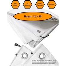 Beyaz Renk Ebatlı Branda, 12X30 Çadır 120 Gr/m2 Su Geçirmez Kamyon Saman Inşaat Gölgeleme Çadırı