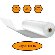 160 Micron Naylon Örtü, Şeffaf Su Geçirmez Naylon, 8X45 Metre