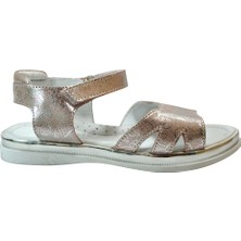 Onlo Ayakkabı B.066 Hakiki Deri Pudra Cırtlı Ortopedik Kız Çocuk Sandalet