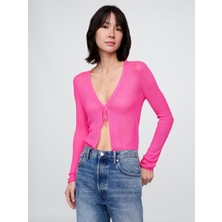 Gap Kadın Pembe Şeffaf Fitilli Bağcıklı Hırka