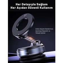 Yeni Nesil Vakumlu Araç Içi / Masa Üstü Neodyum Mıknatıslı Ayarlanabilir Açı Telefon Tutucu Siyah