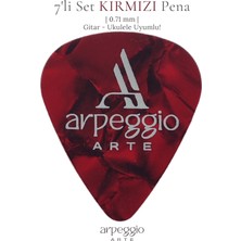 Arpeggio Arte 7’li Kırmızı Gitar ve Ukulele Pena Seti + Pena Taşıma Kutusu | Selüloid Pena (0,71MM)