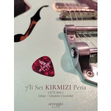 Arpeggio Arte 7’li Kırmızı Gitar ve Ukulele Pena Seti + Pena Taşıma Kutusu | Selüloid Pena (0,71MM)