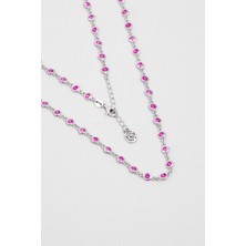 Rosalinda 18 Ayar Beyaz Altın Kaplama 45 cm Gümüş Kolye