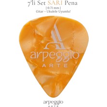 Arpeggio Arte 7’li Sarı Gitar ve Ukulele Pena Seti + Pena Taşıma Kutusu Hediye | Selüloid Pena (0,71MM)